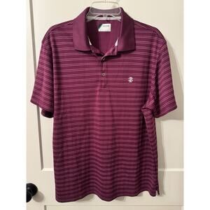 Izod Golf Polo Sz L Purple Striped Short Sleeve tennis pickleball Preppy Resort